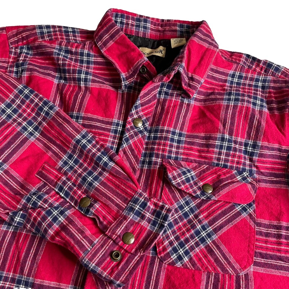 Backpacker Outdoors Mens XL Colorful Flannel Plaid Shacket Grunge Skater Vintage